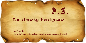 Marsinszky Benignusz névjegykártya